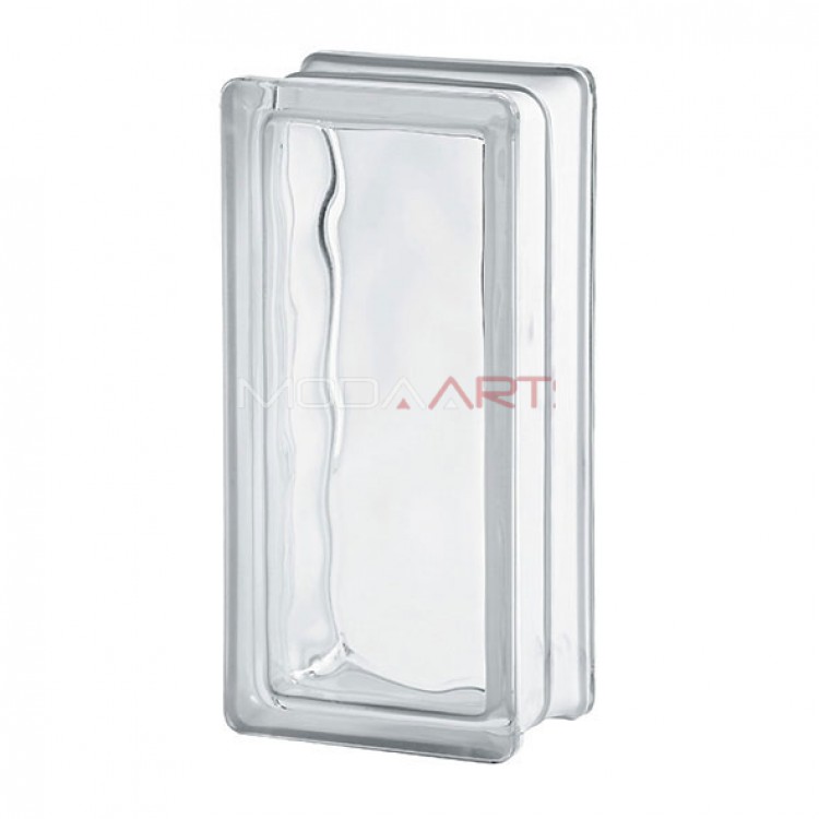 19x9x8cm Yarım Cam Tuğla Şeffaf Dalgalı Yarım 
